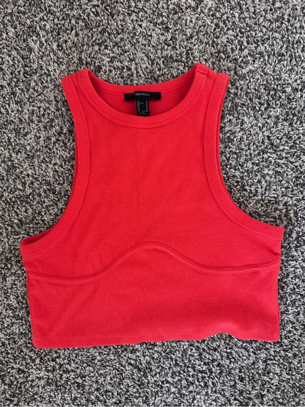 Forever 21 Red Ribbed Sculpted Seam Crop Tank
